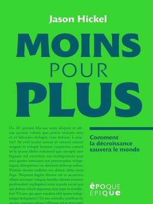 cover image of Moins pour plus